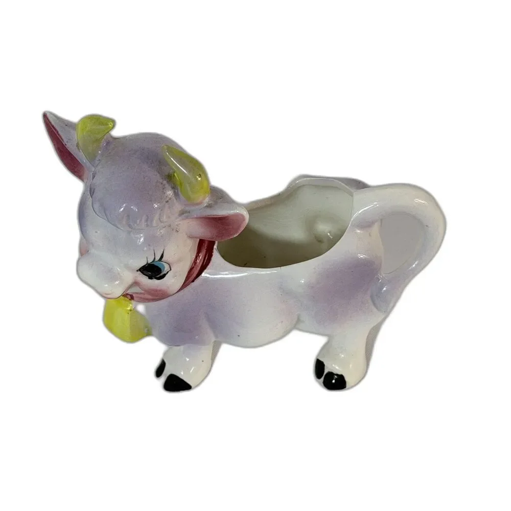 VTG Anthropomorphic Dairy Cow Planter Bell Made in Japan Farmhouse